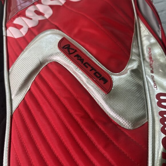 Wilson Pro Tour Thermo Guard Tennis Racquet Bag Red K Factor Backpack 12 Racket - Picture 3 of 12